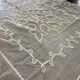 Old tablecloth embroidered with openwork embroidery.