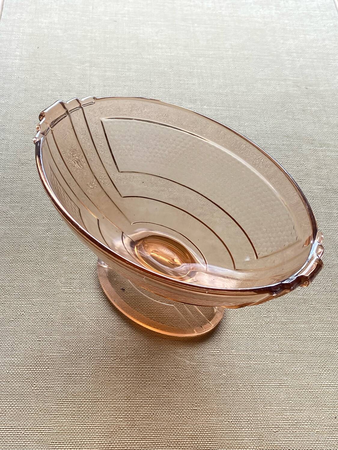 Grande coupe à fruit Art Deco rose