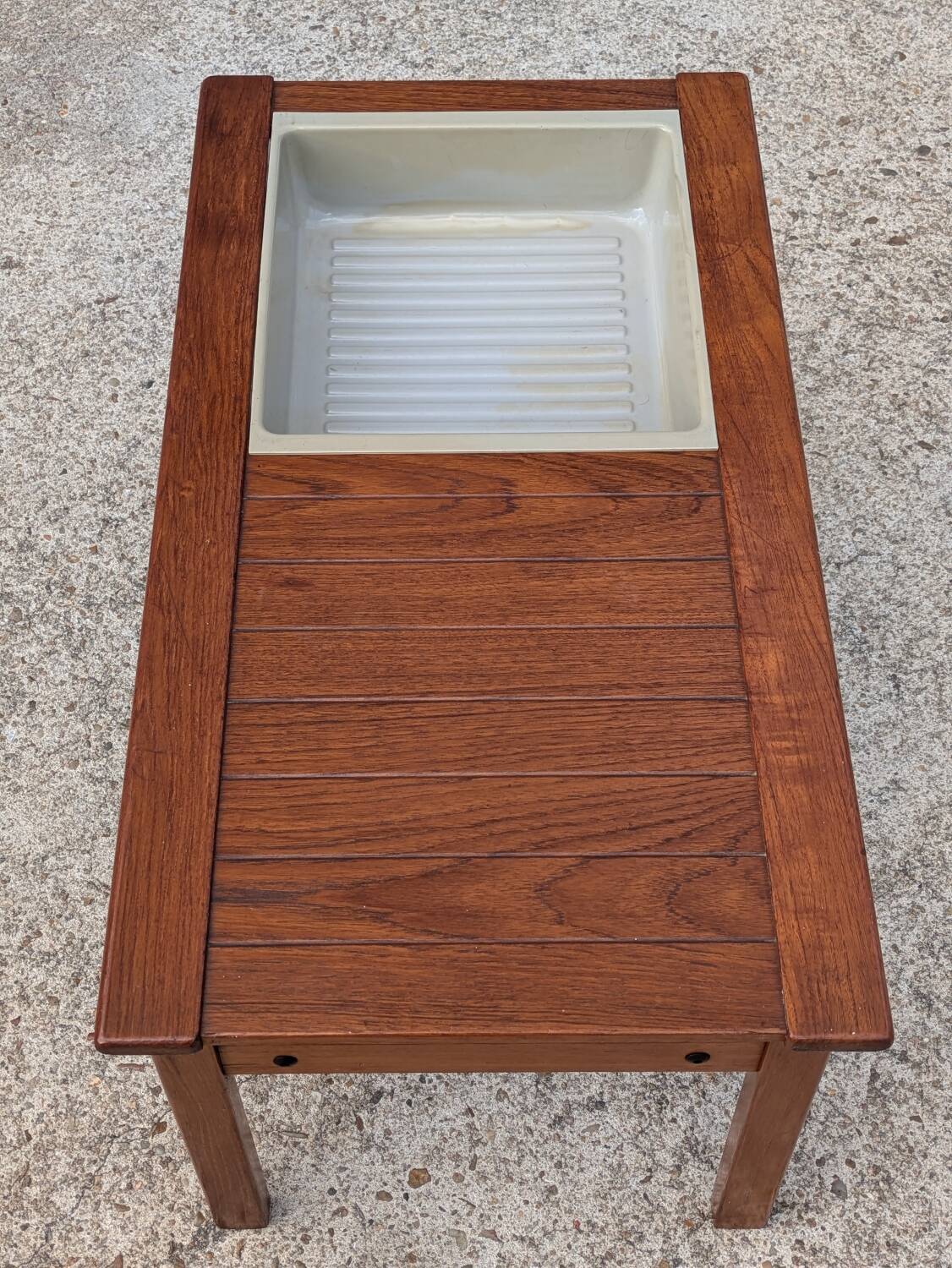 Vintage Scandinavian teak planter coffee table – 1960s