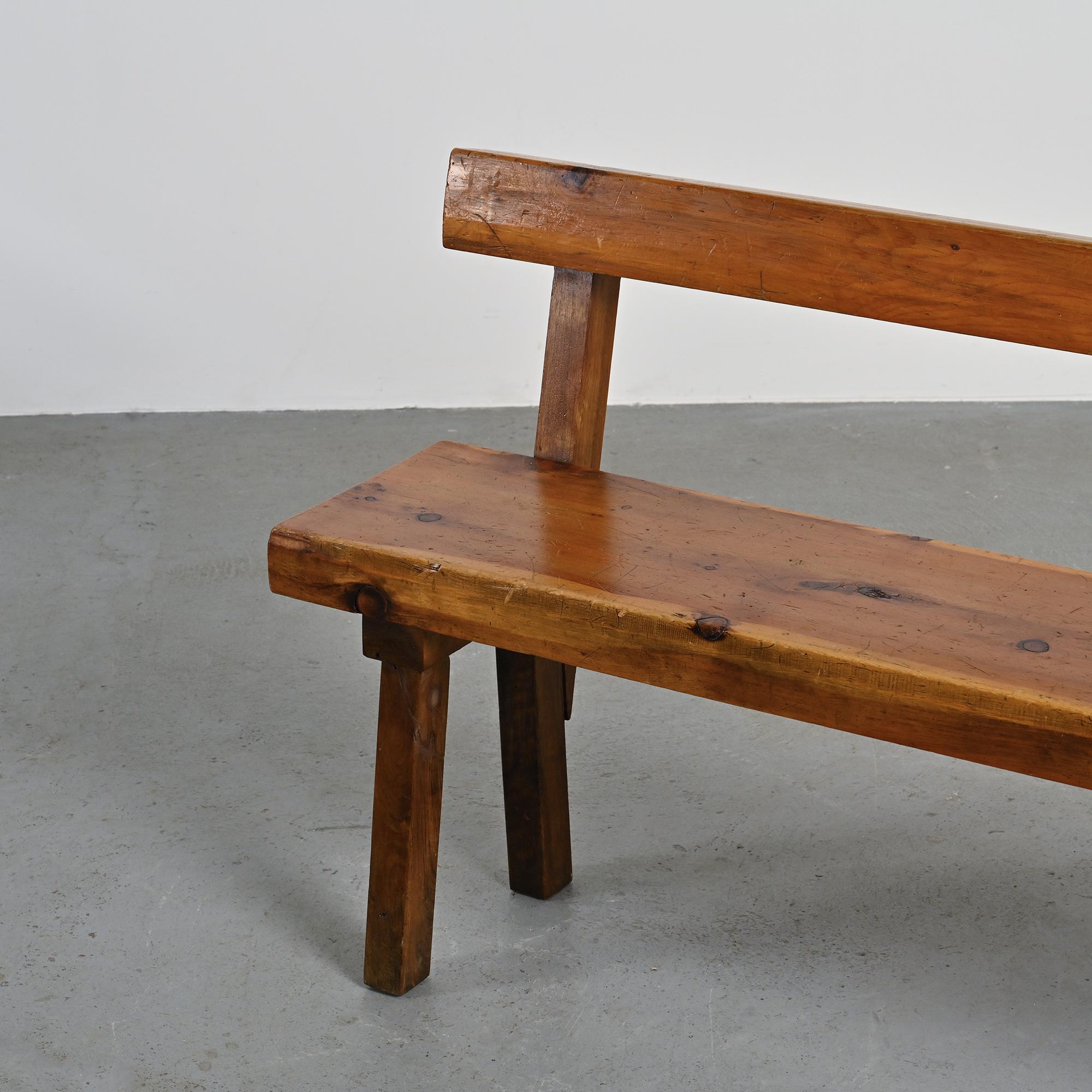 Banc en pin massif par Christian Durupt, circa 1960