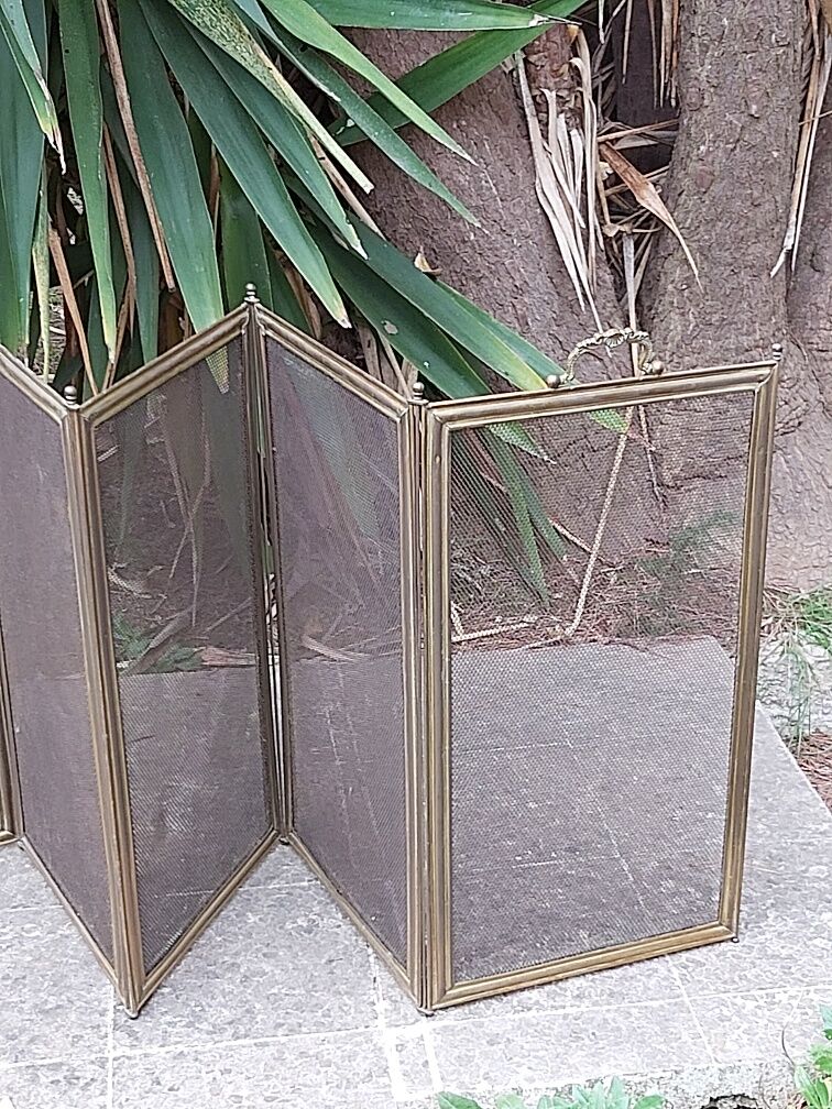 Ancient bronze and brass signed fire pare