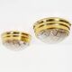 Pair of vintage brass ceiling lights with glass globe