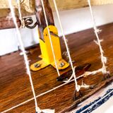 Borda wooden pond sailboat "Le Chat", navigable antique toy.