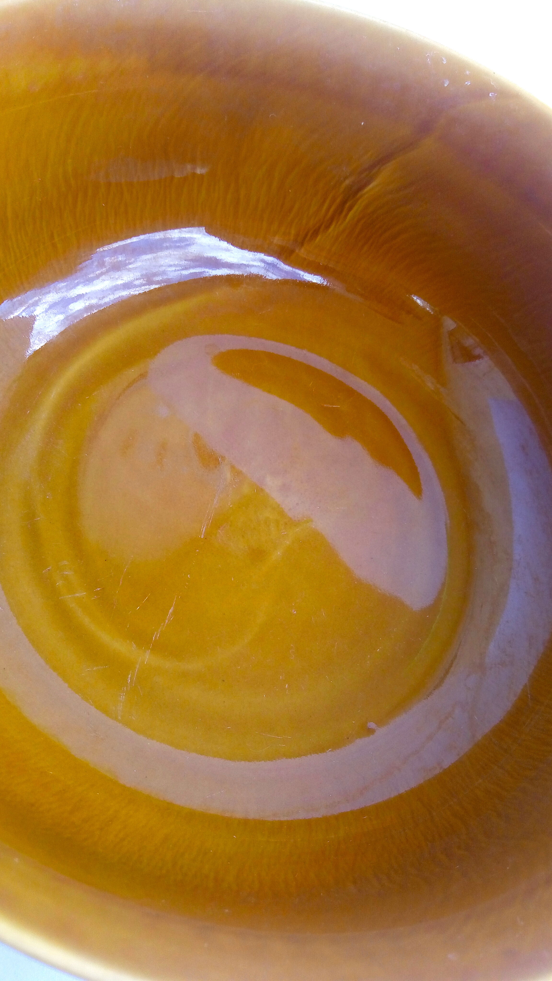 Polish ochre ceramic salad bowl