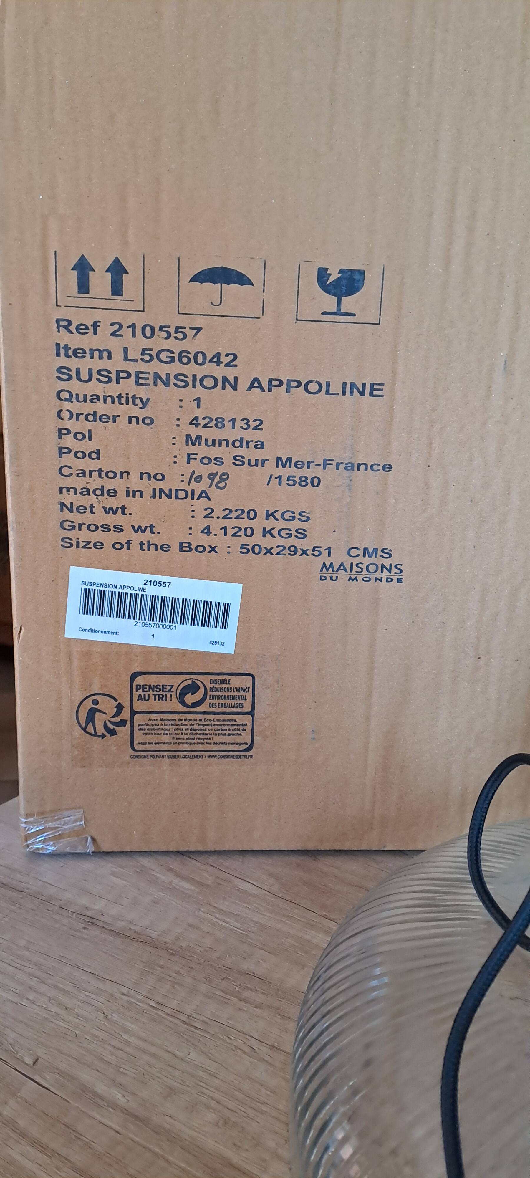 New Maison du monde industrial pendant light