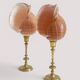 Pair of natural shells on a mid-century Swedish Skultuna brass candelabrum.
