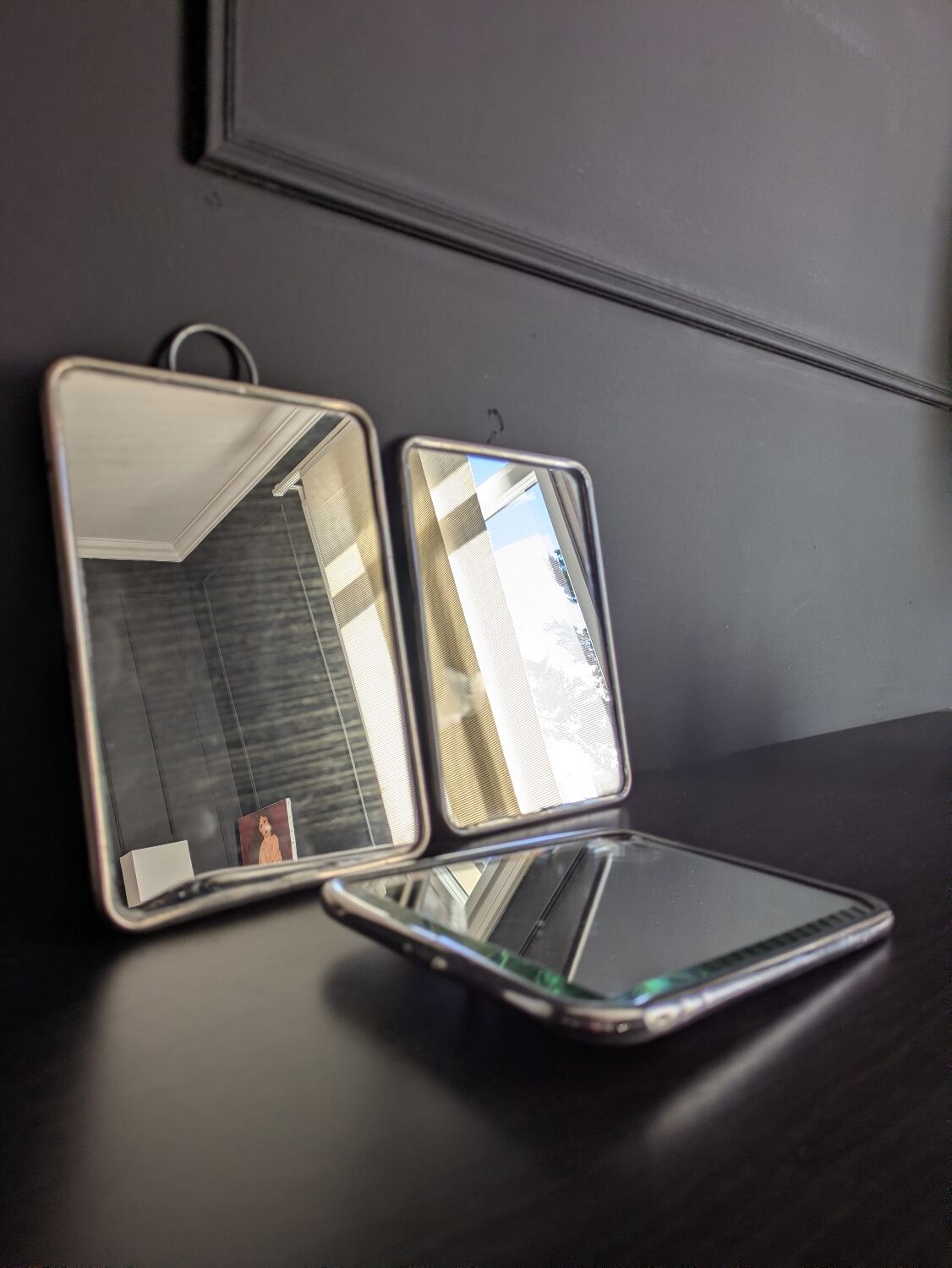 three barber mirrors