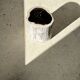 Petrified wood side table white tower black heart H:36cm D:17cm