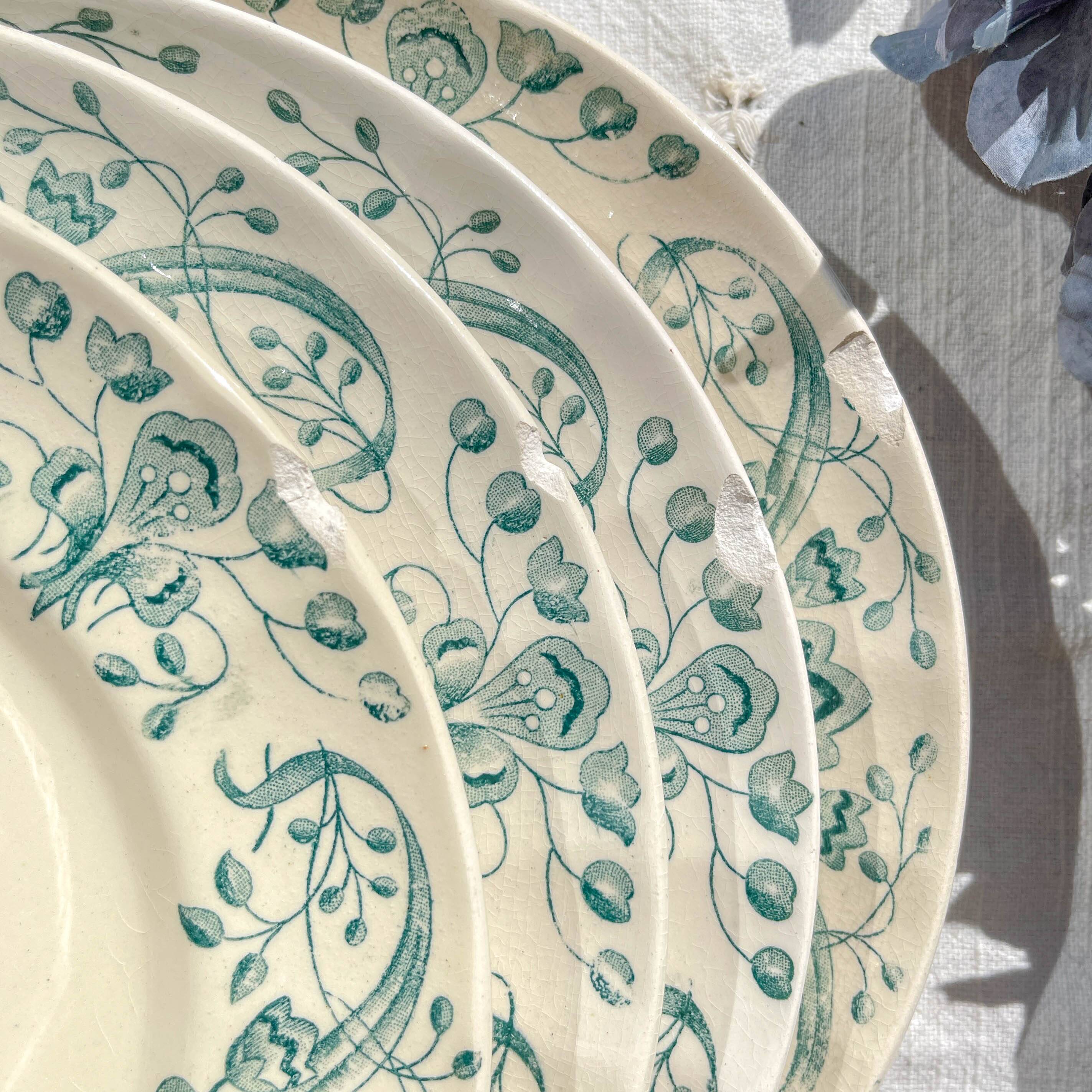 Lot of 8 Small Antique Iron Earth Plates "Figuig" Longchamp 19th Century