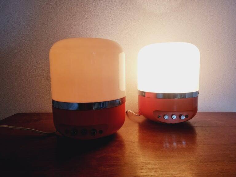 Two Midcentury Table Lamps, Space Age, Adriano Rampoldi, Italy, 1970s