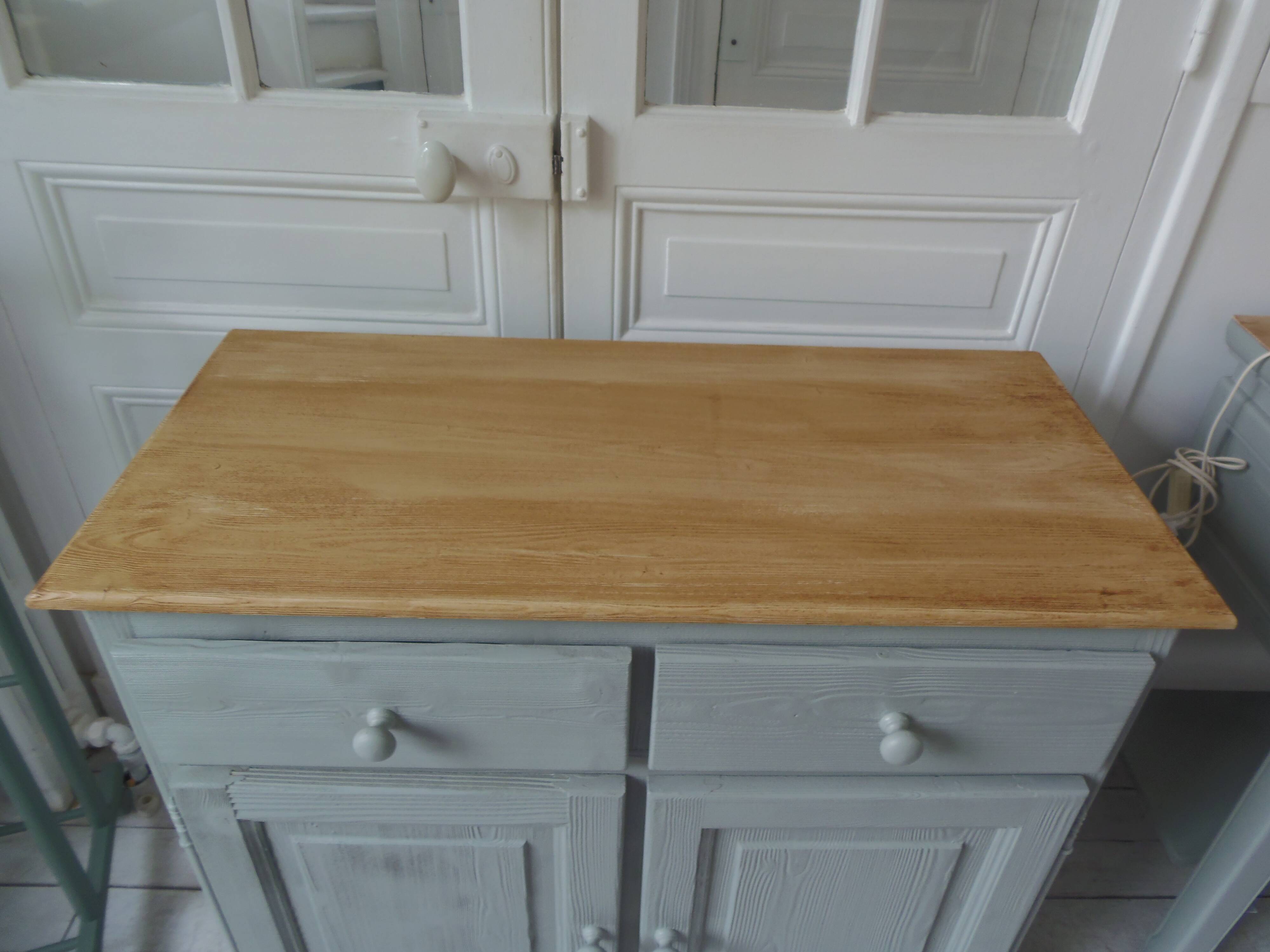 Compact sideboard with 2 drawers, 2 doors re-enchanted in grey-green.