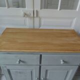 Compact sideboard with 2 drawers, 2 doors re-enchanted in grey-green.