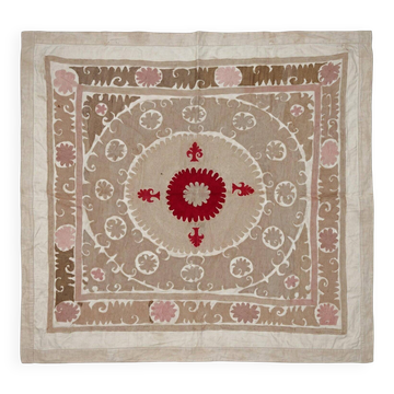 Nappe brodée à la main vintage 168x138 cm