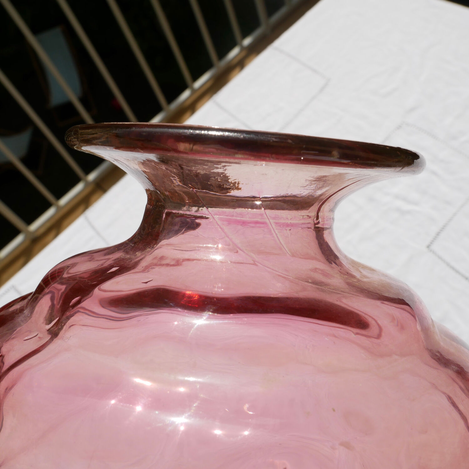Pink molded glass vase