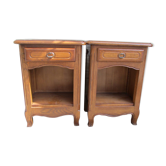 Pair of rustic oak bedside tables, from the 80s