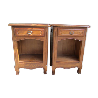 Pair of rustic oak bedside tables, from the 80s