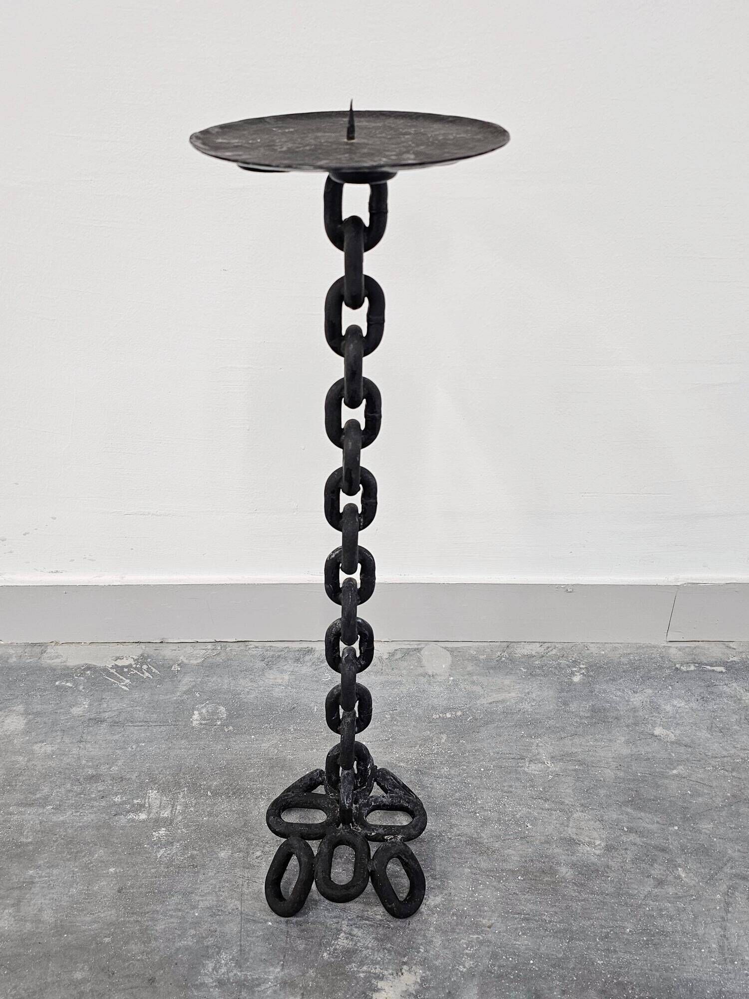 Grand brutalist chandelier in iron chain, 1960s