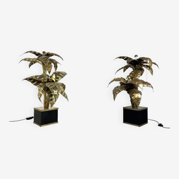 Pair of Maison Jansen palm floor lamps, 1970s