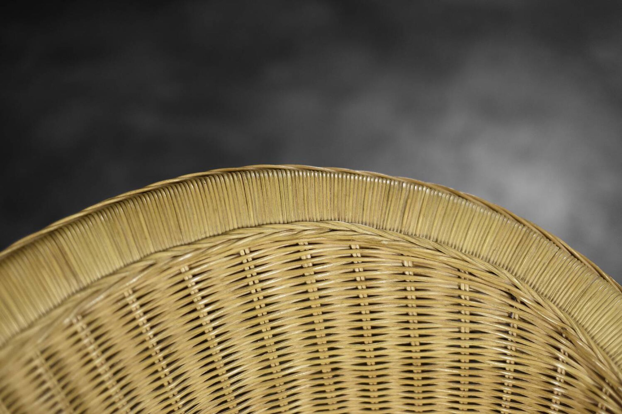 Vintage Mid-Century Italian Modern Boho Rattan Barrel Chair, 1970s