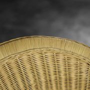 Vintage Mid-Century Italian Modern Boho Rattan Barrel Chair, 1970s