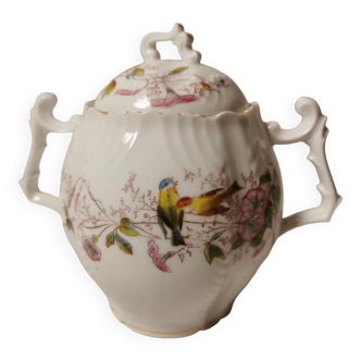Limoges porcelain sugar bowl with floral decor