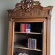 Antieke eiken houten boekenkast, vitrinekast, winkelkast, servieskast.