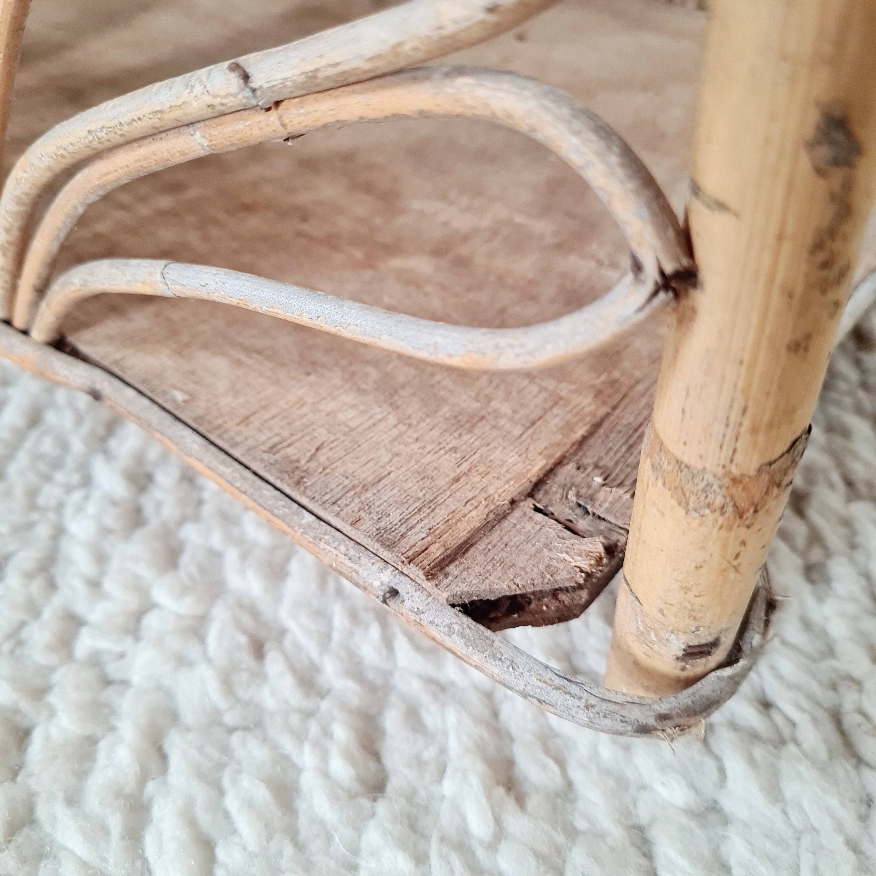 Magazine rack, vintage rattan storage