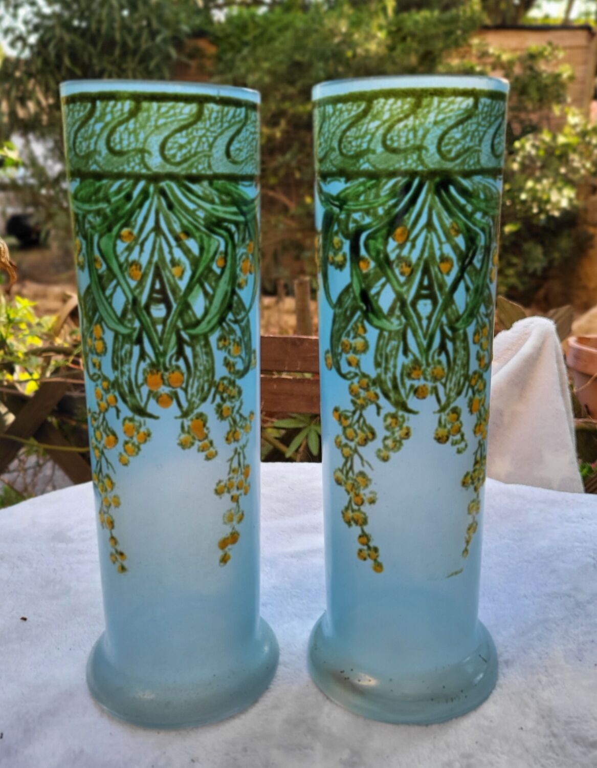 Pair of Legras art nouveau vases