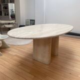 Vintage travertine table, Roche Bobois, France 1970