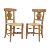 Paire de chaises paillées