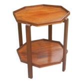 Table d'appoint pliante art déco en acajou et marqueterie double plateaux a