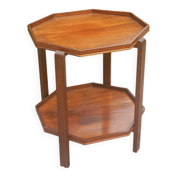 Art Deco folding side table in mahogany with double top marquetry.