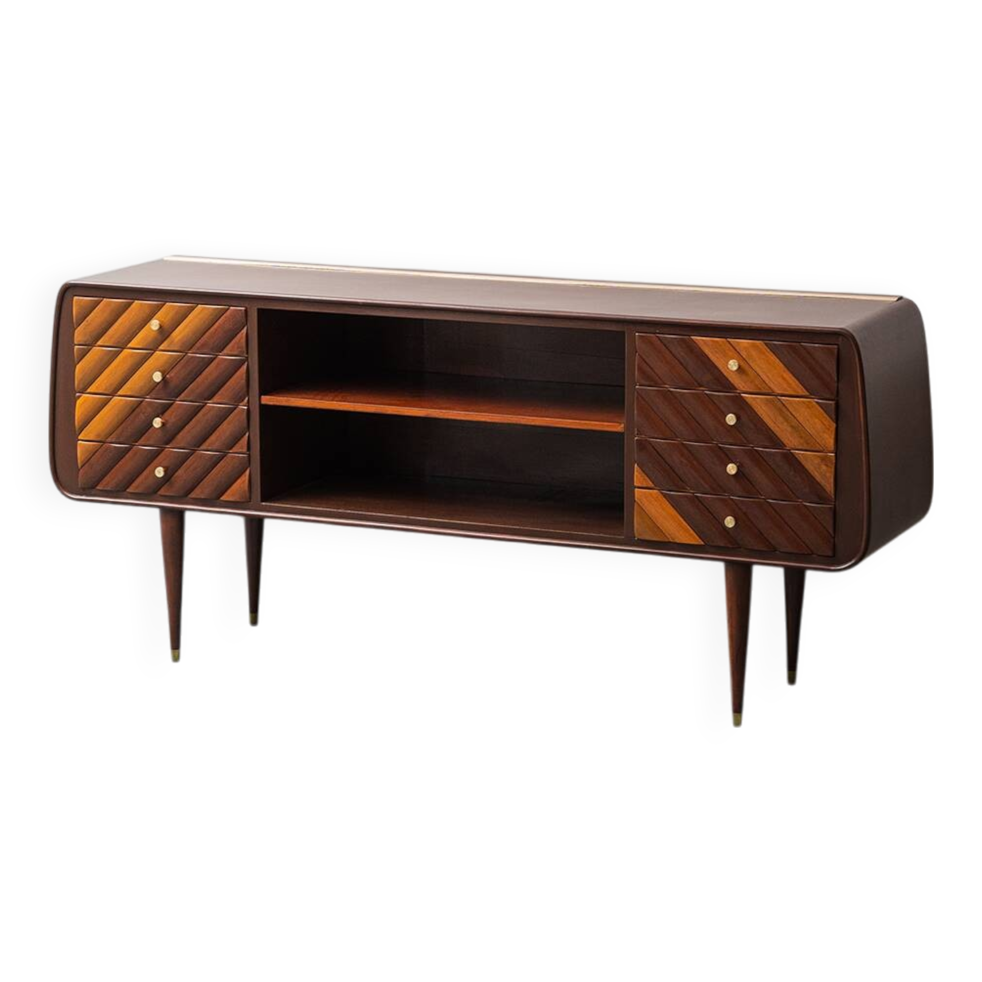 SIDEBOARD VINTAGE IN LEGNO CON DETTAGLI IN OTTONE ANNI ’60 MODERNARIATO