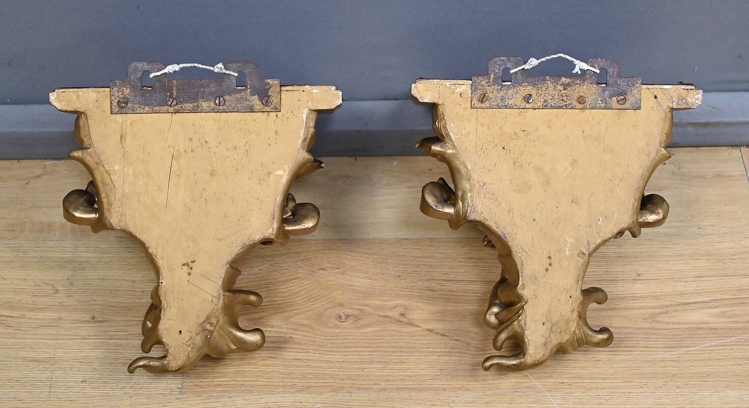 Pair of gilt wood wall consoles – late 19th century