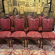 2x8 wooden and fabric chairs