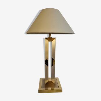 Modernist lamp. Brushed steel and brass.