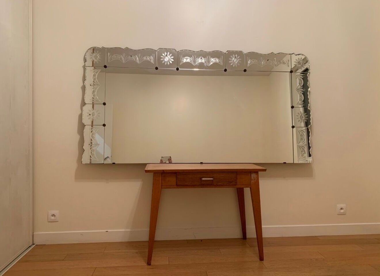 Large antique Art Deco Venetian mirror 203x100