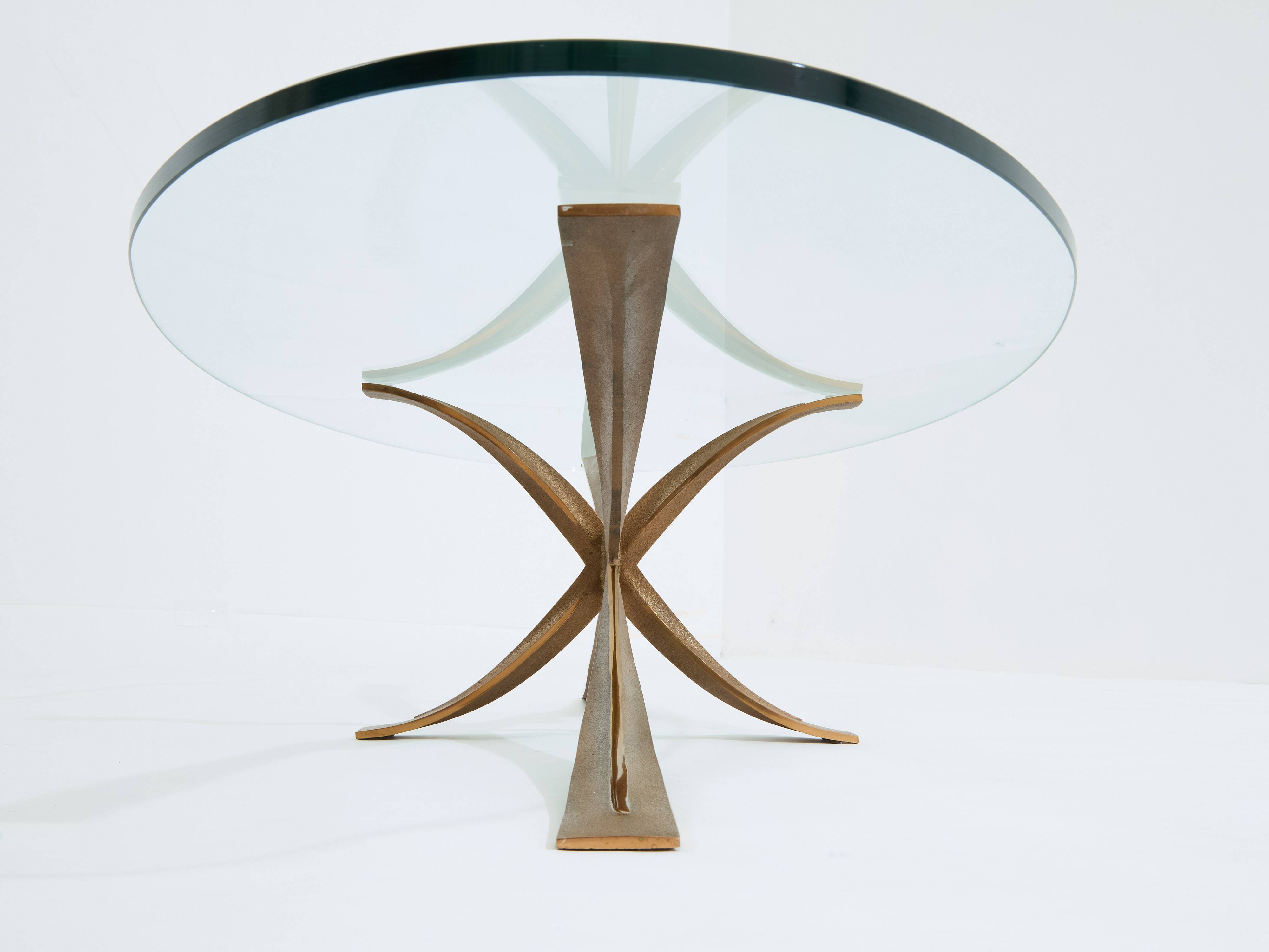 Large bronze coffee table by Michel Mangematin circa 1962
