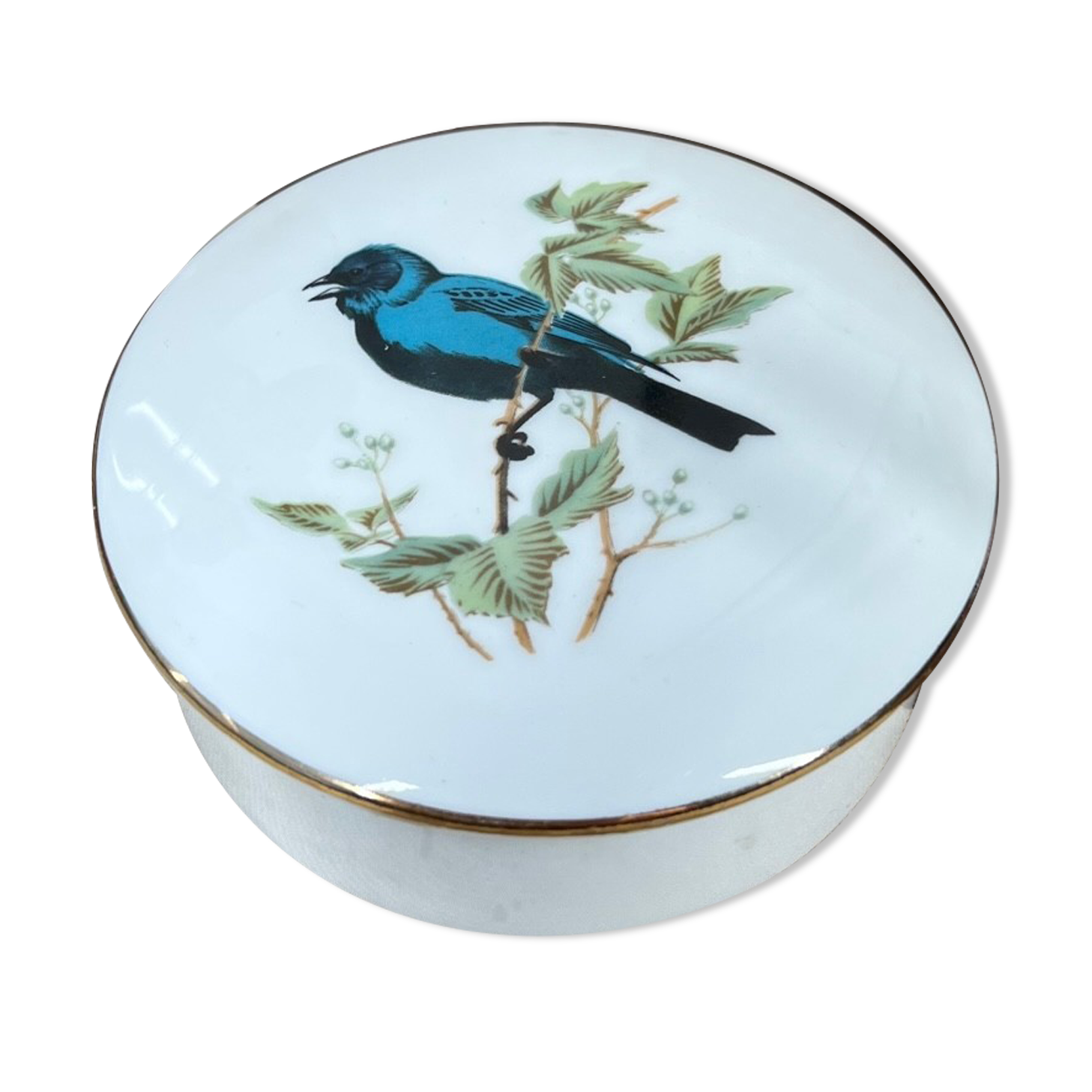 Round porcelain box "bird"