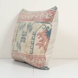 22" x 24" Vintage Oushak Pillow Cover with Soft Muted Colors, Organic Wool Tribal Ethnic Cushion
