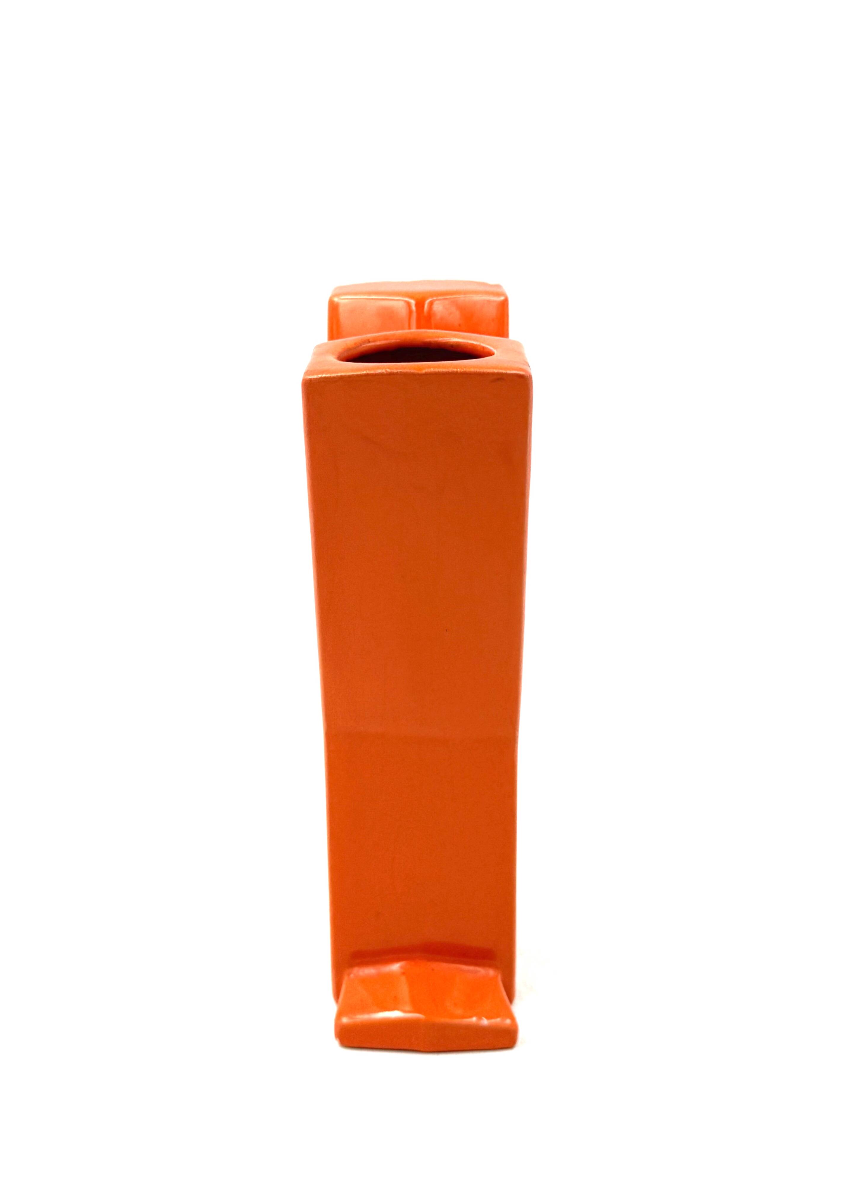 Space age orange Y solifleur vase, Marcel Radureau France 1970