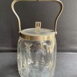 Seau à biscuits cristal taillé et métal argenté – Art déco