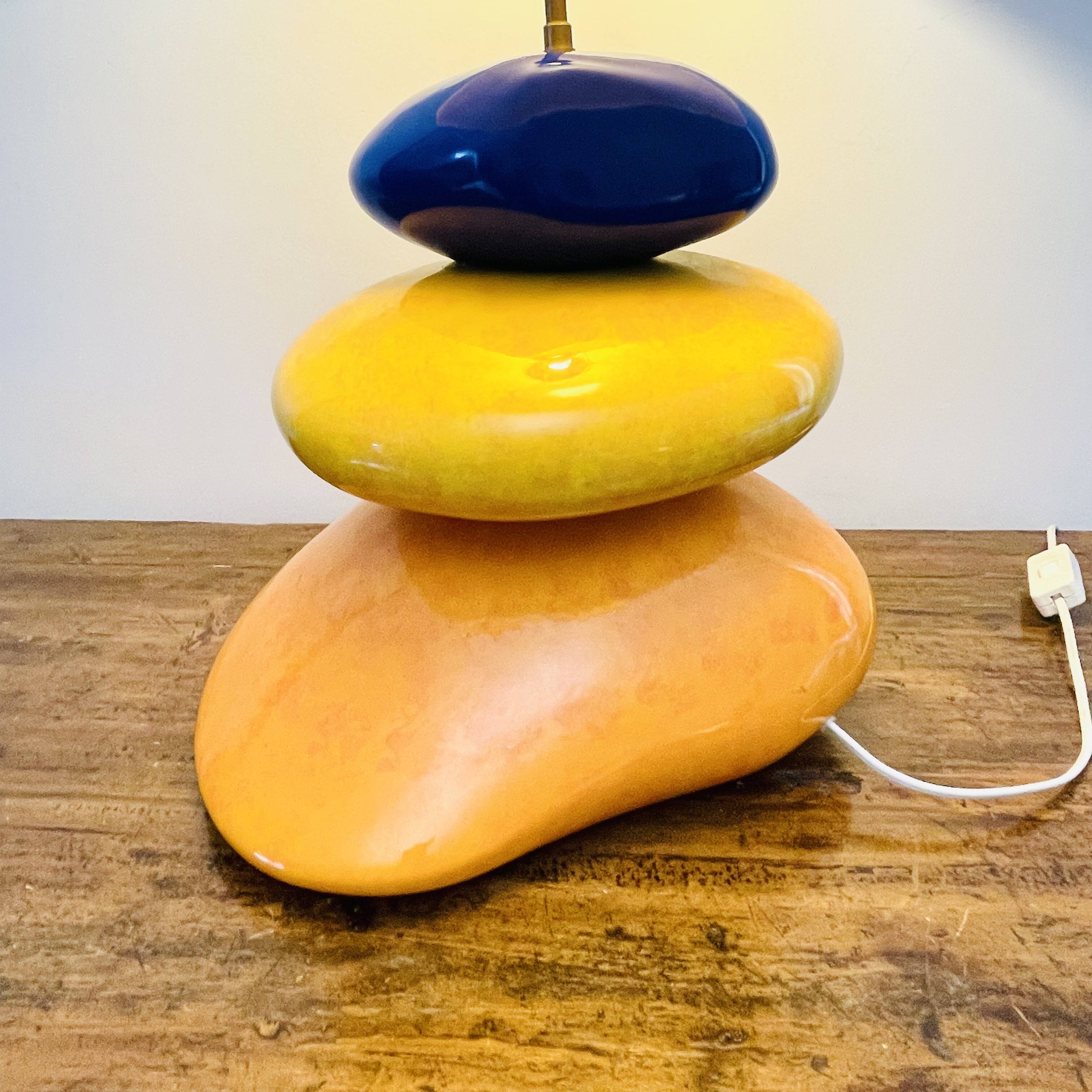 Galet François Châtain Lamp – Blue, Yellow and Orange Design – 60 cm
