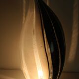 Black and White Penguin Murano Glass Table Lamp with Silver Flakes, Italy