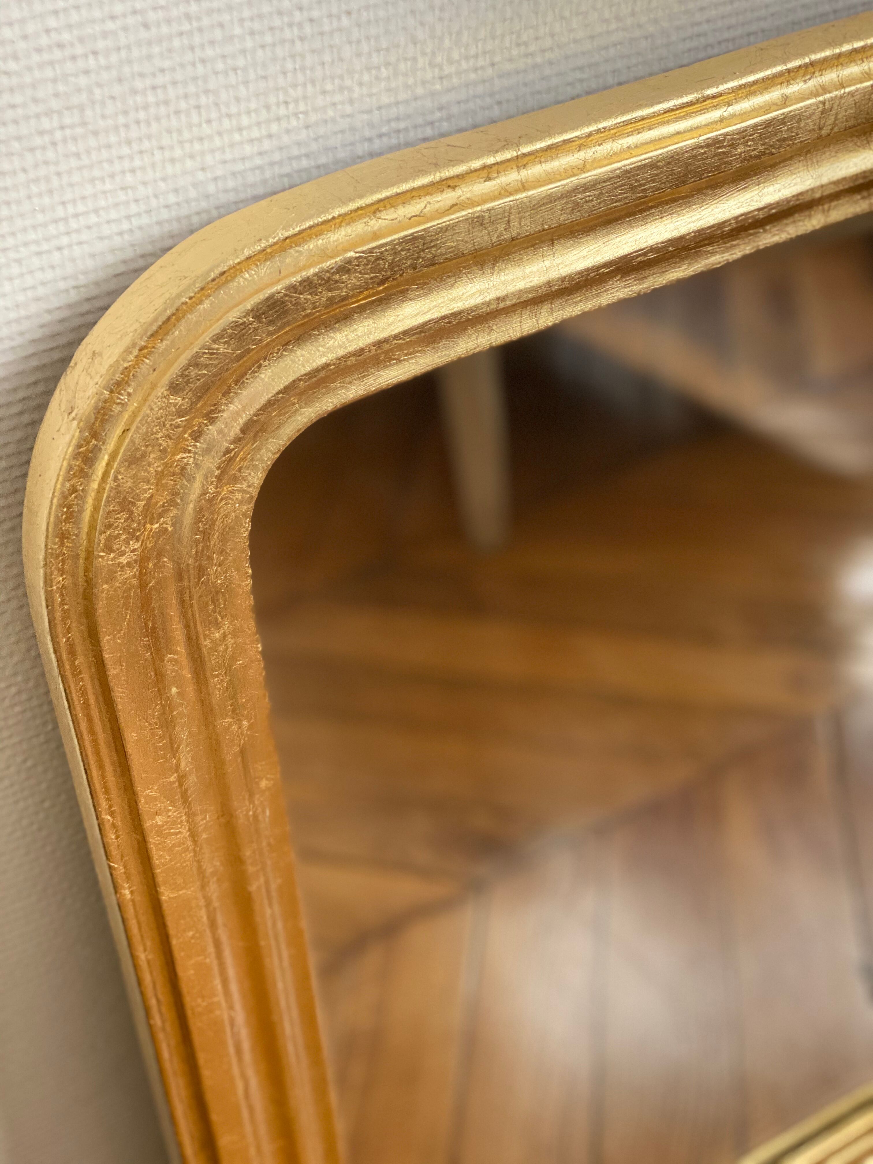Miroir ancien Louis Philippe doré feuille d’or - 71x53cm