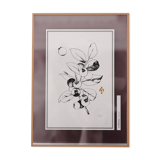 Painting, frame between two glasses, La myrtille