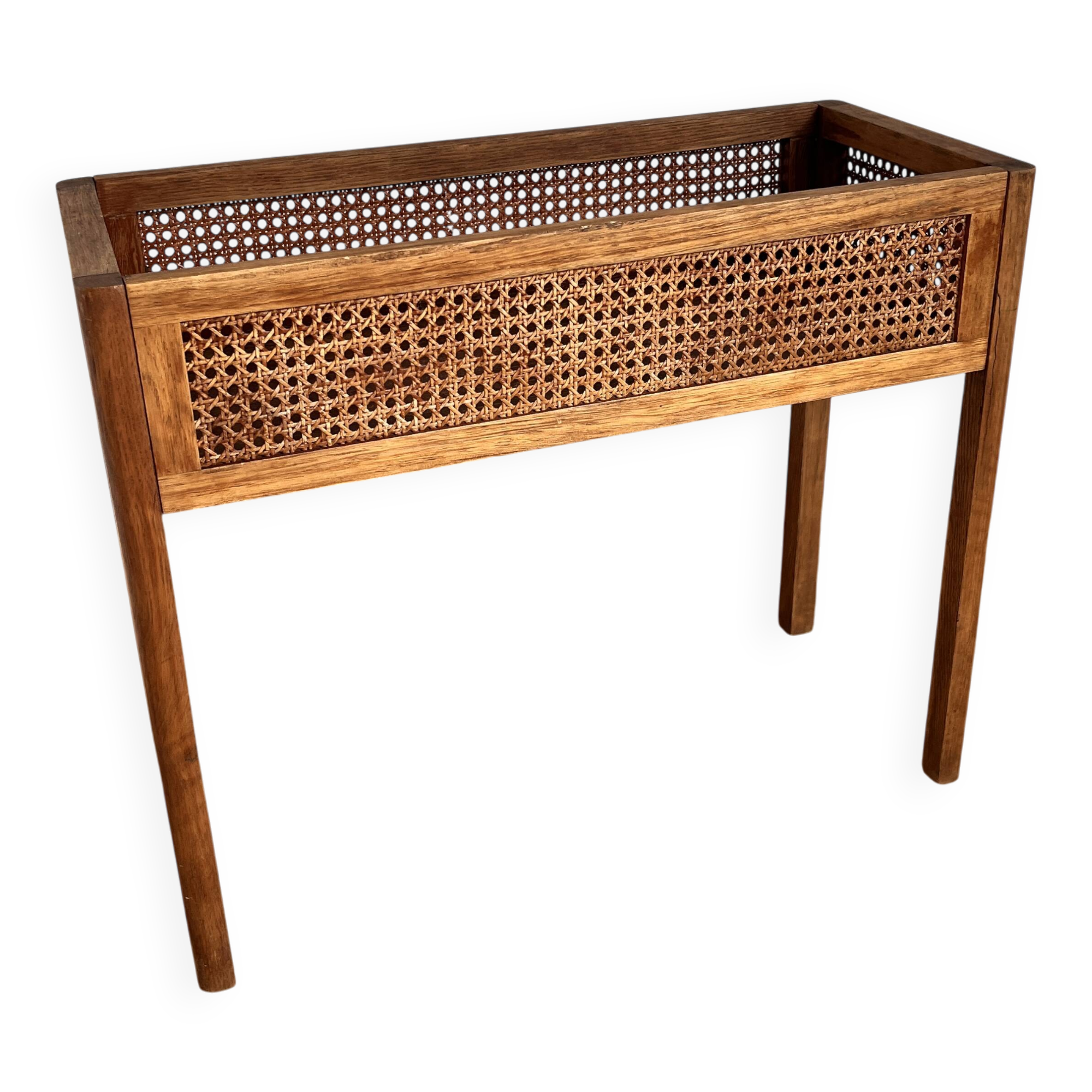 Wood and cane planter