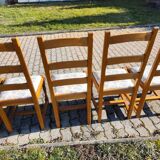 Set of 6 wooden chairs with floral fabric