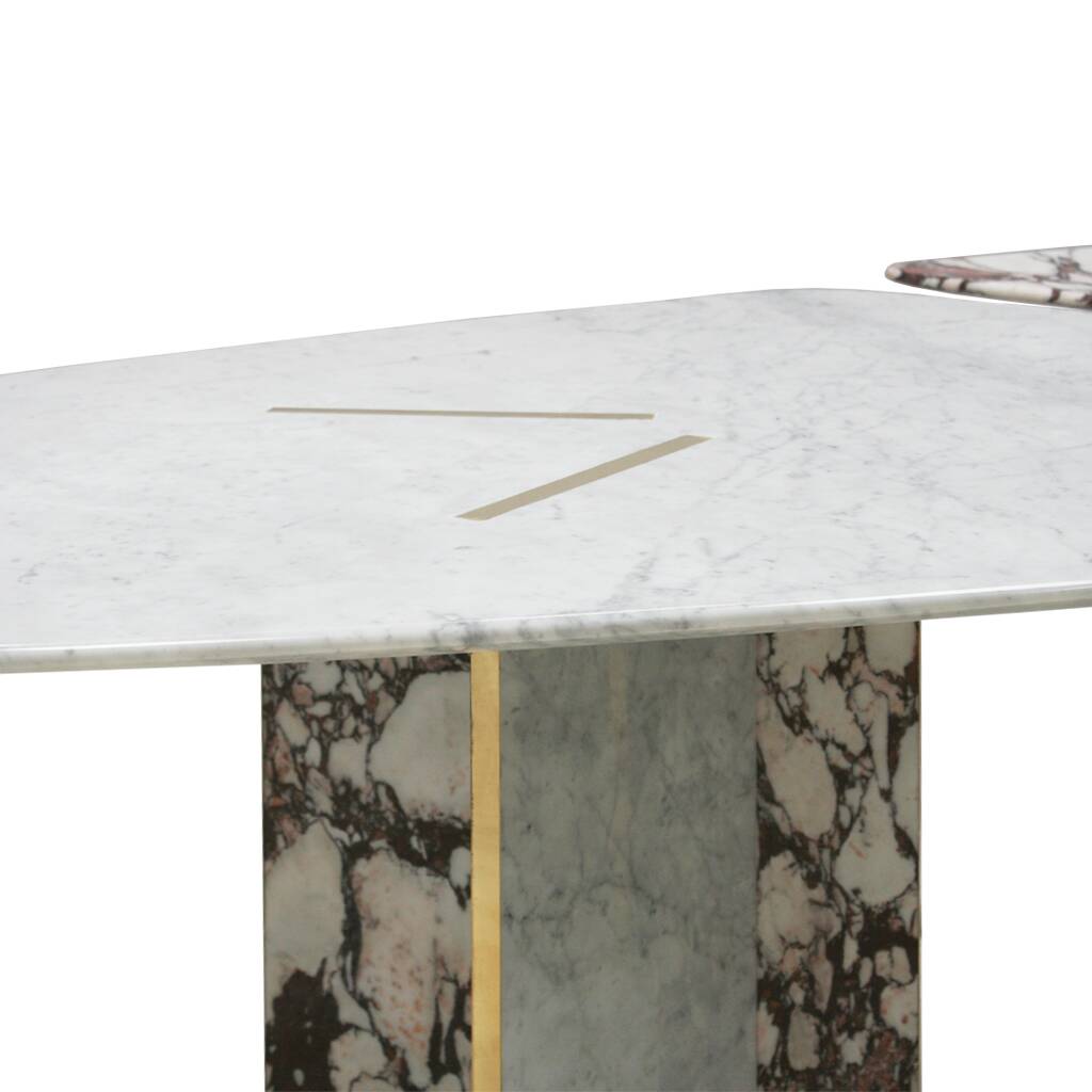 L.A. Studio Contemporary Modern Marble and Brass Italian Dining Table