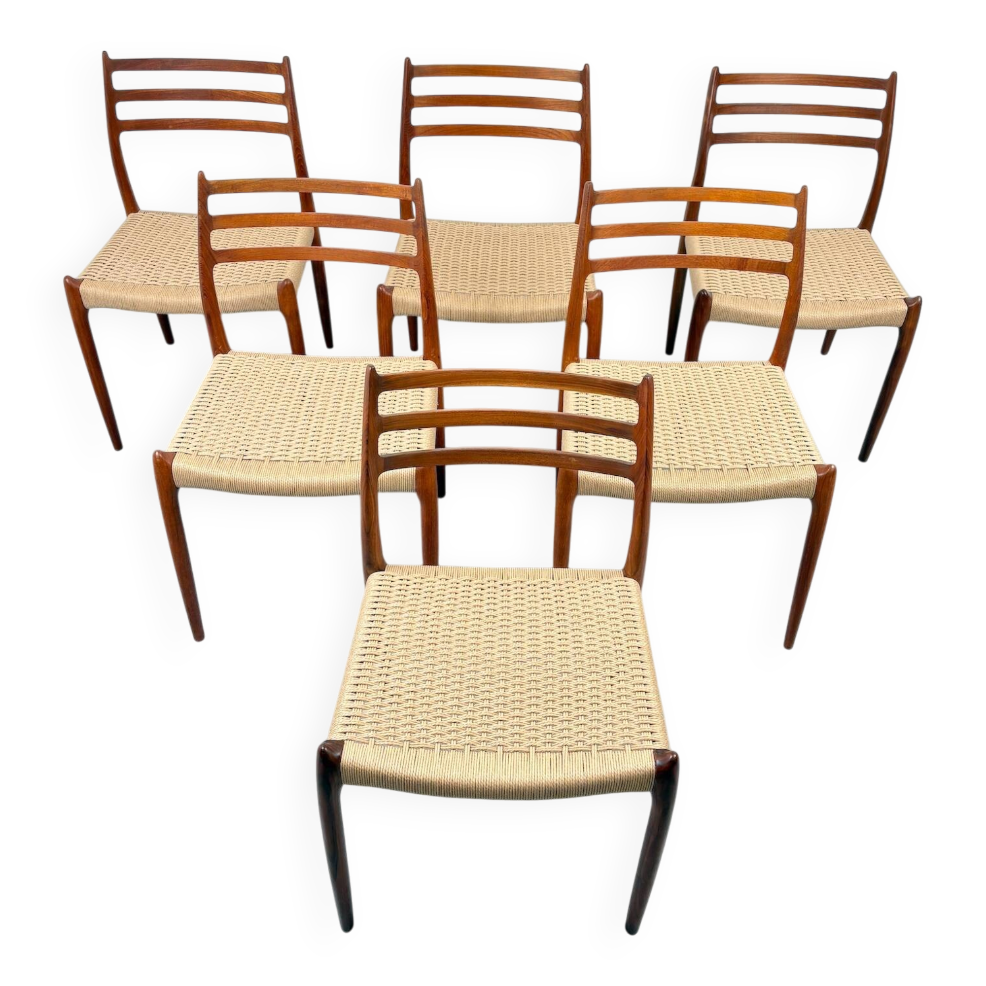 Ensemble de 6 chaises modèle 78 en teck par Niels O. Møller